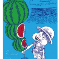 One Piece NatsuComi 2026 Promo Card – Monkey D. Luffy "Watermelon" MetaKira (Eiichiro Oda Signature) – Japanese - Image 1